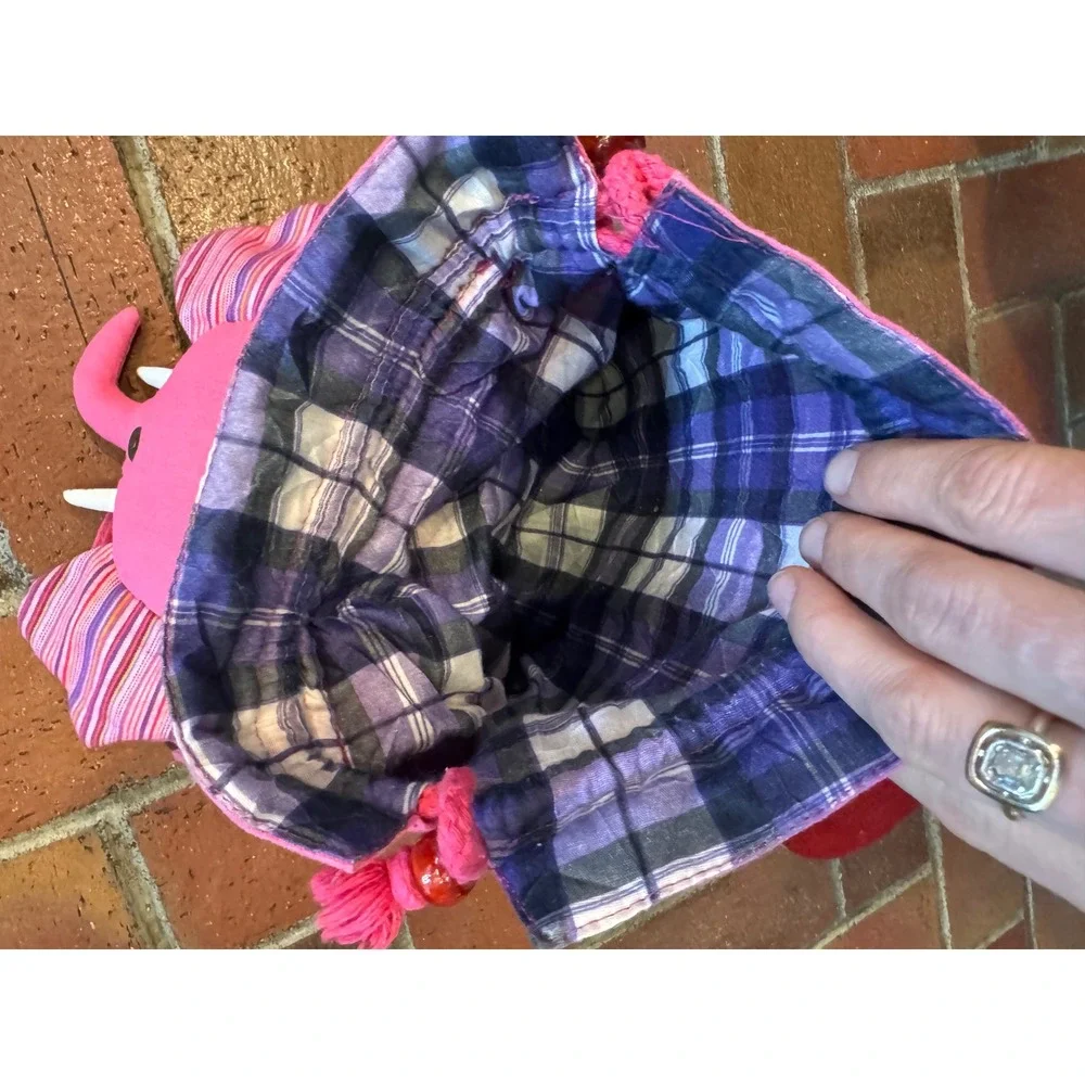 Kids Pink Elephant Patchwork Backpack Boho Floral Striped Drawstring‎ Bag